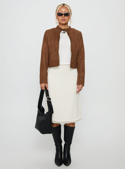 Addisyn Faux Suede Slim Jacket Brown