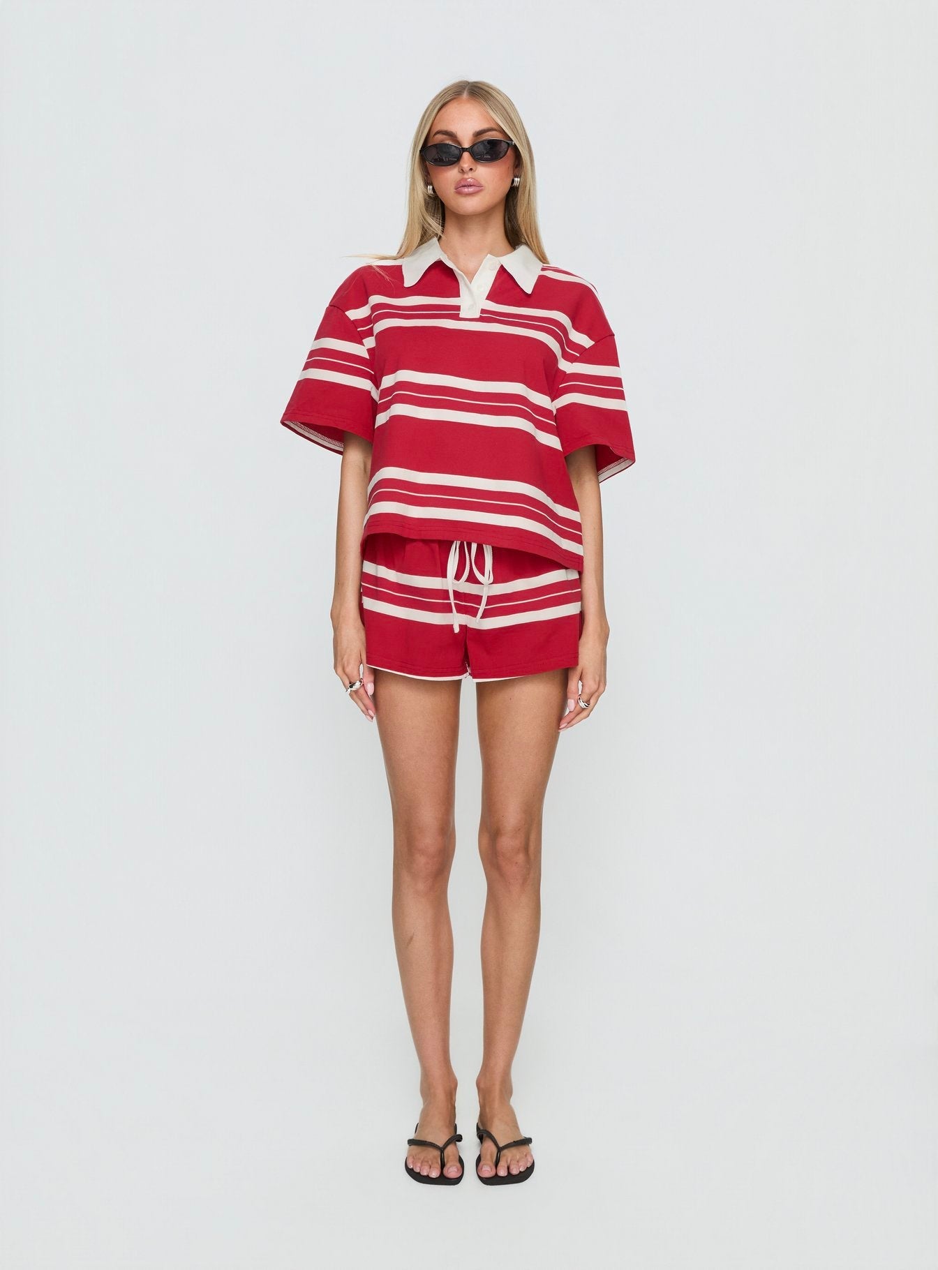 Aaren Drawstring Shorts Red Stripe