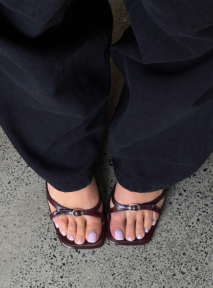 Billini Tesni Buckle Detail Heels Berry Shine