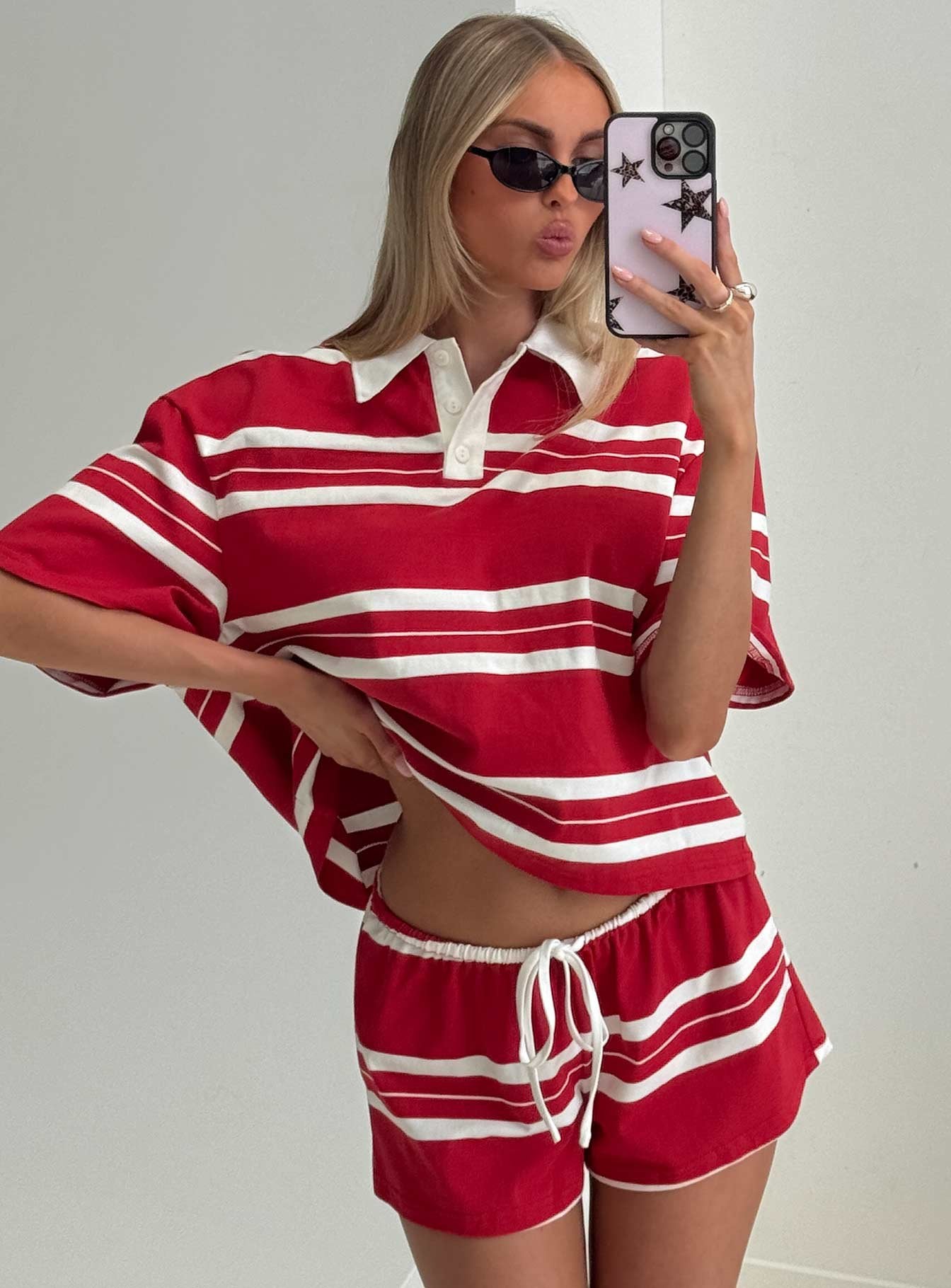 Aaren Drawstring Shorts Red Stripe
