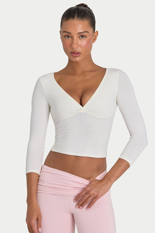 ButterCloud™ 3/4 Sleeve Top in Coconut