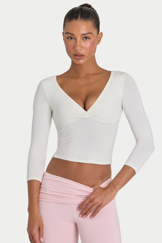 ButterCloud™ 3/4 Sleeve Top in Coconut