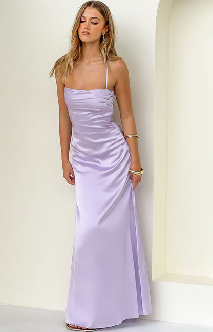 Blaise Lilac Satin Maxi Dress