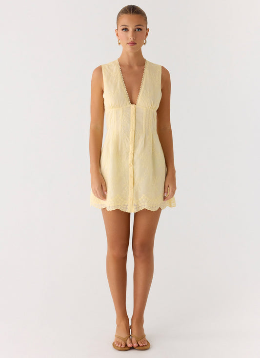 Burning Bright Mini Dress - Butter Yellow