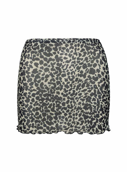 Cane Mesh Mini Skirt Leopard
