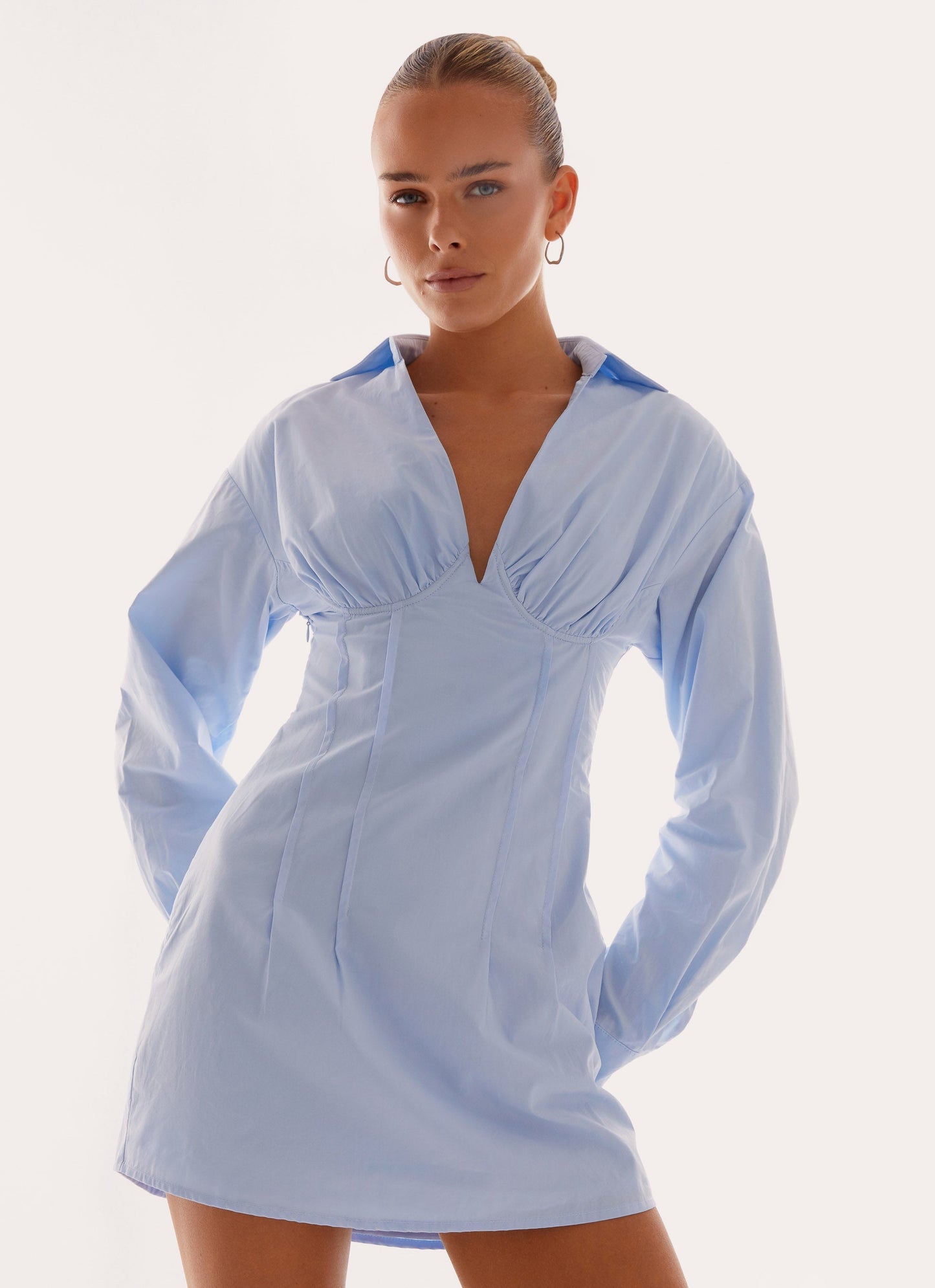 Clancy Mini Shirt Dress - Blue
