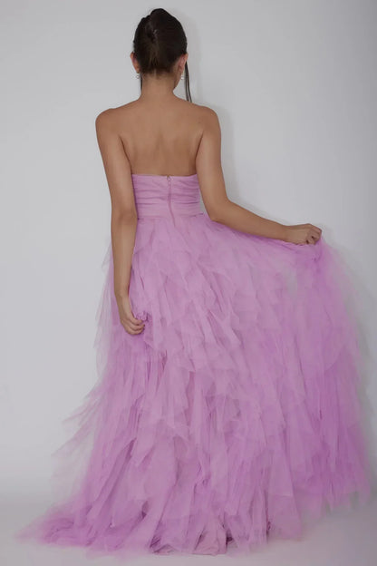 Rori Tulle Cascade Maxi Dress Orchid