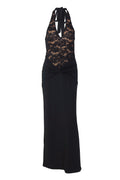 Halter Lace Black Twist Fitted Dress