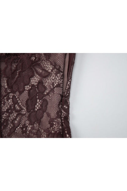 Halter Brown Lace Column Long Dress