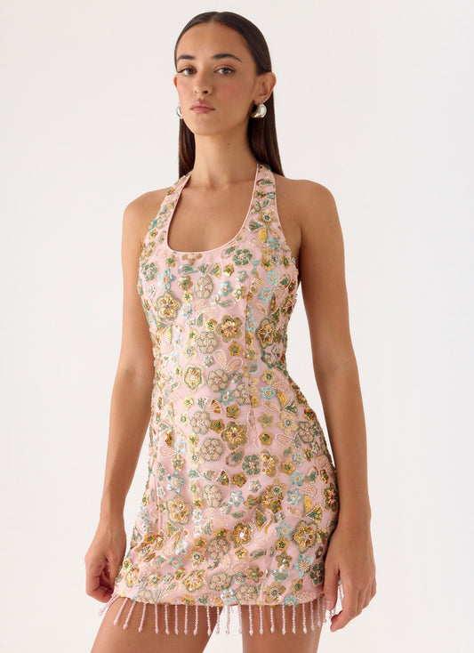 Ellerie Beaded Mini Dress - Pink