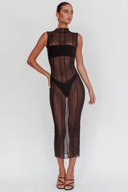 Ciera Sheer Maxi Dress Black