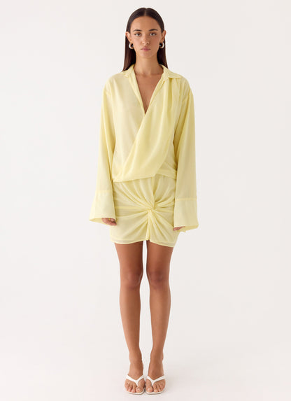 Farretti Shirt Mini Dress - Pale Yellow