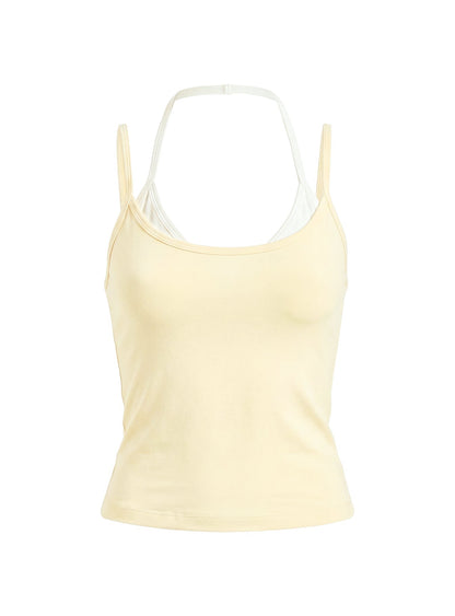 Ascend Layered Halter Tank Top Yellow / White