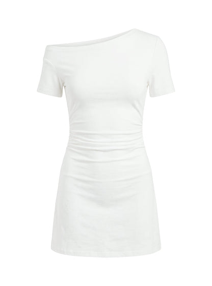 Avriana Off Shoulder T-Shirt Mini Dress White