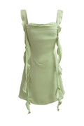 Green Ruffled Streamers Short Summer Dress