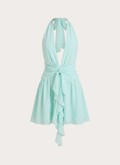 Guide You Halter Neck Mini Dress - Aqua