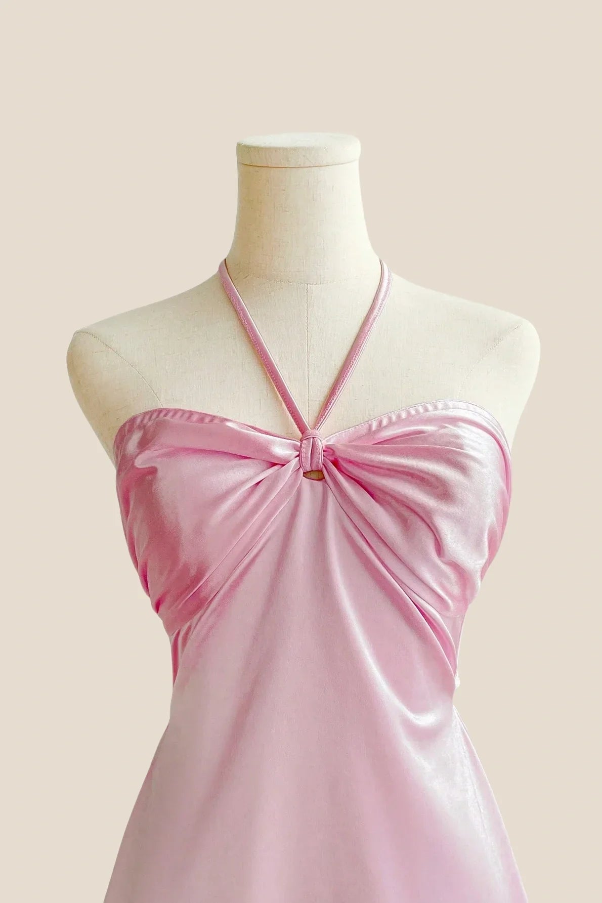 Halter Lavender Back Tie A-line Short Dress