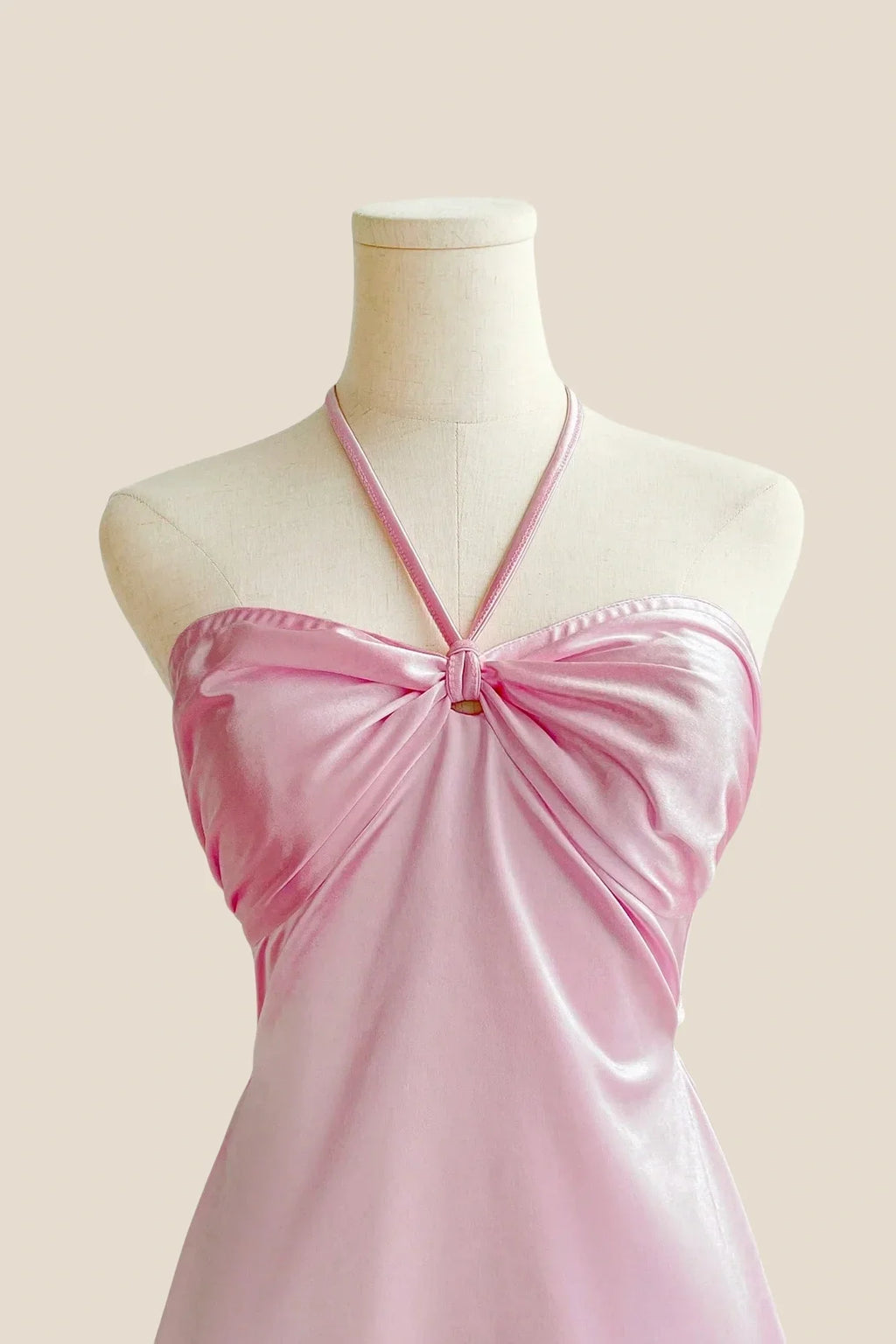 Halter Light Blue Back Tie A-line Short Dress