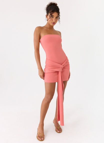 Jiliana Strapless Mini Dress - Coral