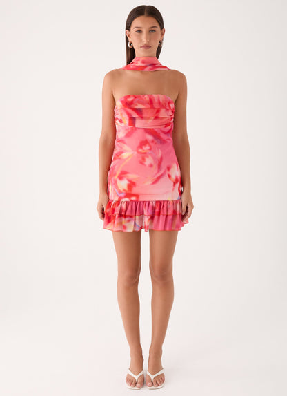 Manon Scarf Mini Dress - Sun Blushed Bloom