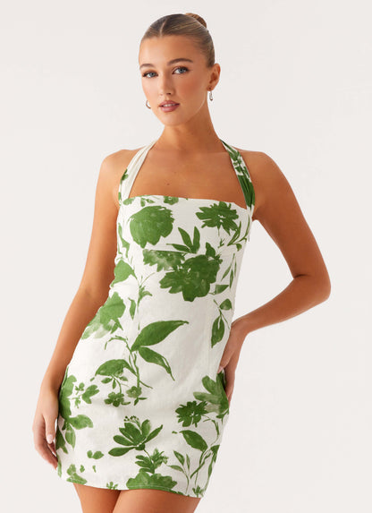 Melora Cotton Mini Dress - Verdant Bloom