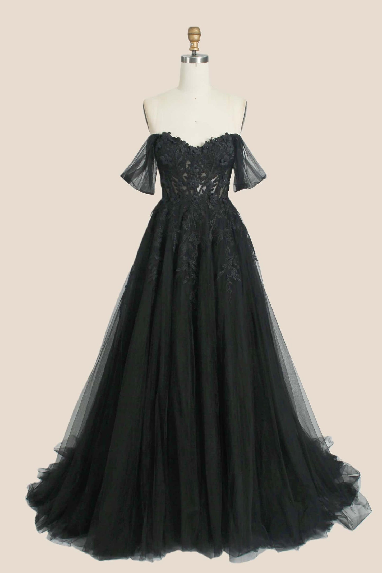 Green Floral Embroidery Strapless A-line Formal Dress