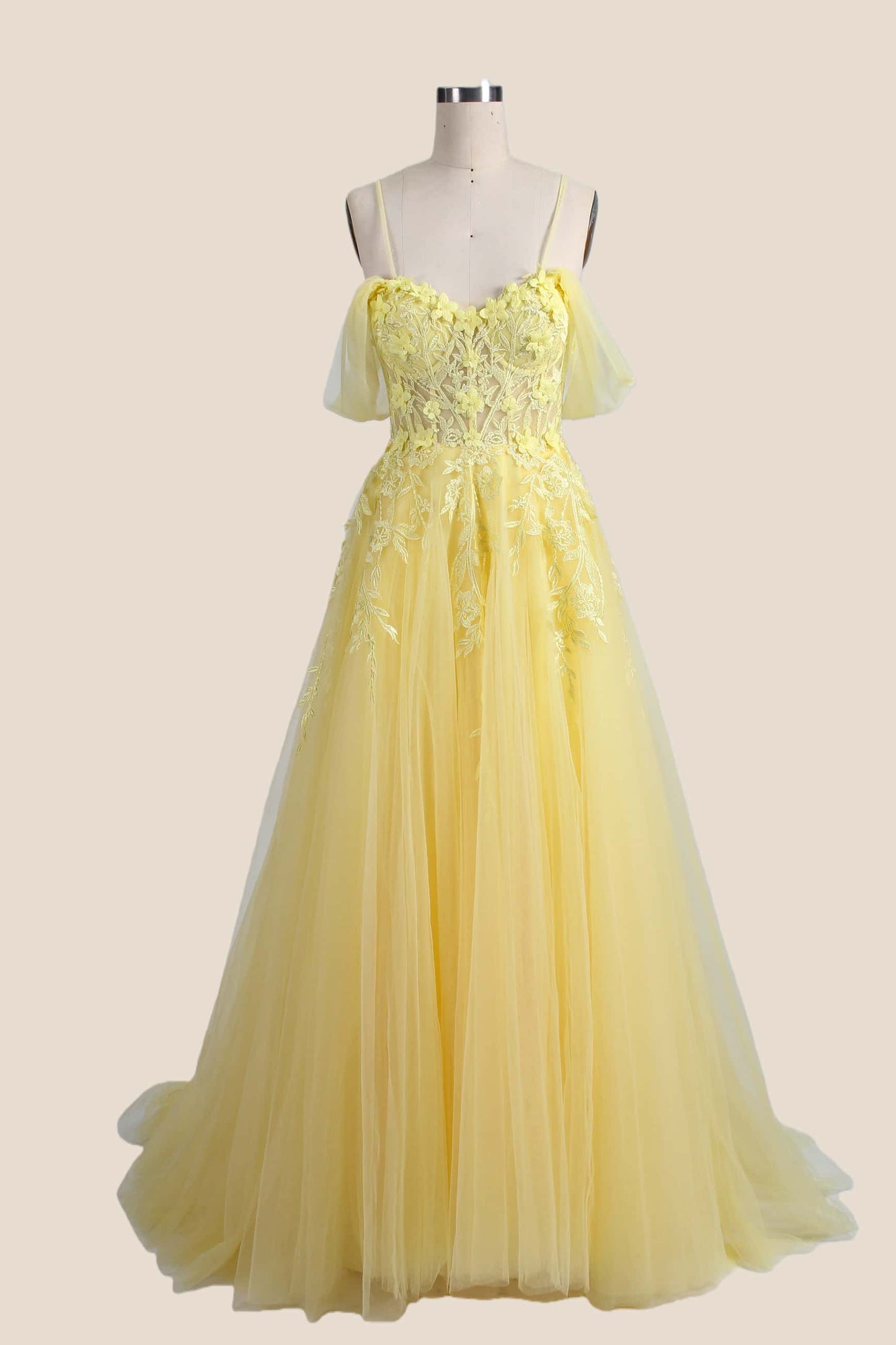 Green Floral Embroidery Strapless A-line Formal Dress
