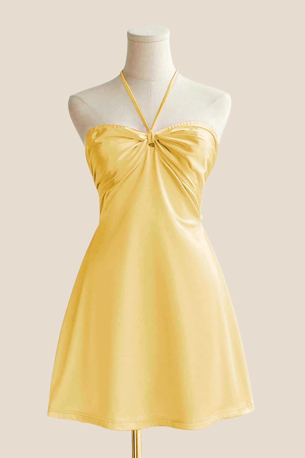 Halter Lavender Back Tie A-line Short Dress