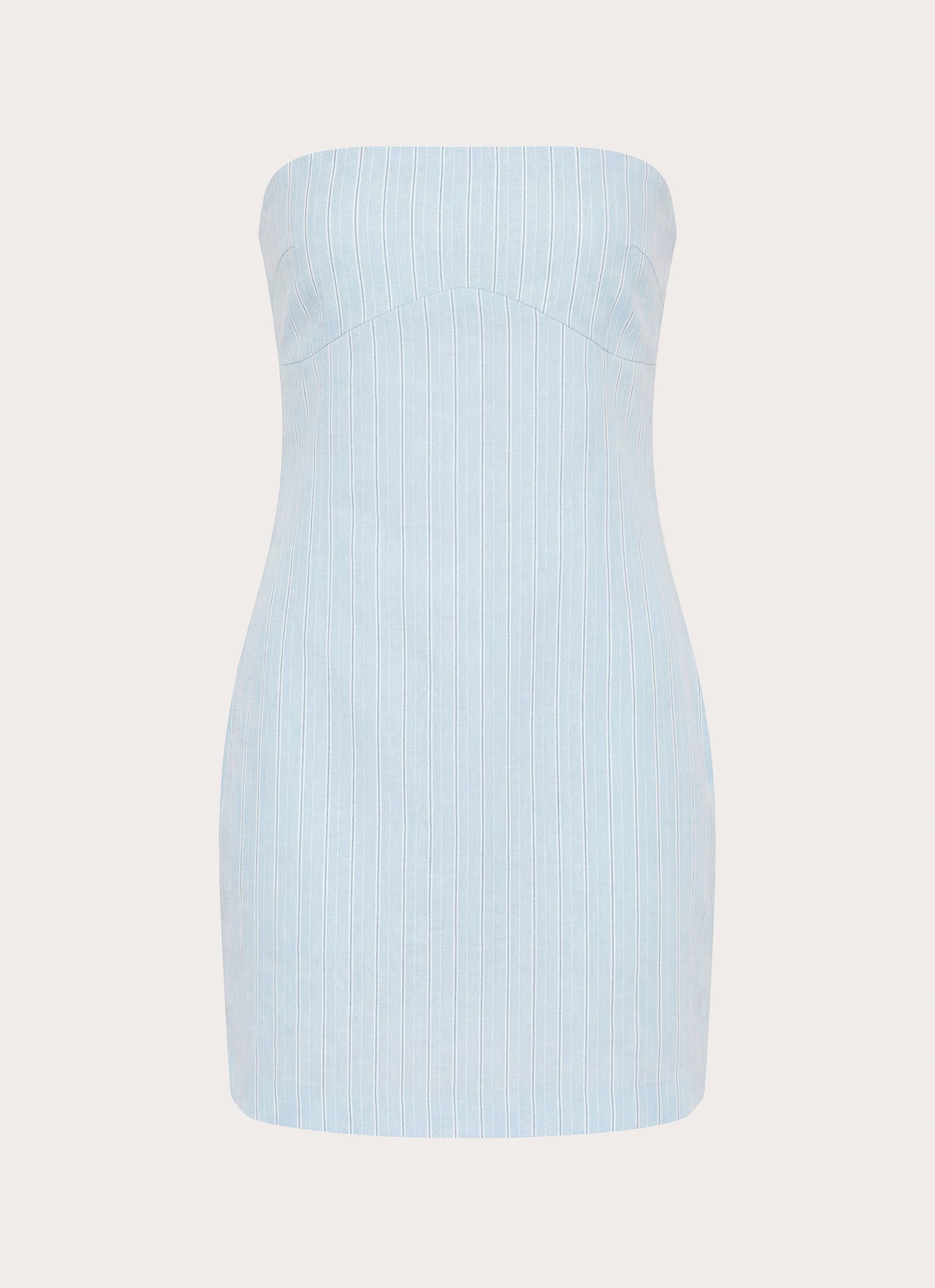 Reinna Cotton Strapless Mini Dress - Baby Blue Stripe
