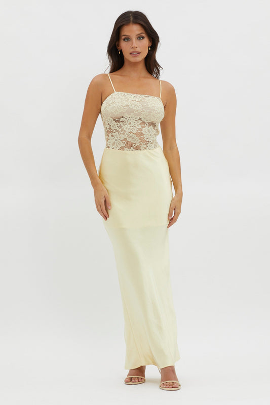 Moon Magic Floral Bodice Dress Lemon