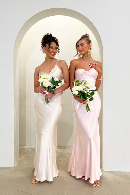 Twilight Tango One-Shoulder Maxi Dress Blush