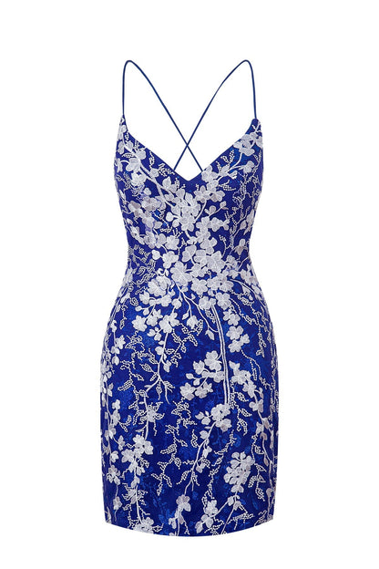 Green and White Floral Tight Mini Dress
