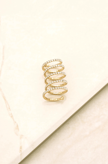 Ettika Spiral Down Crystal & Gold Ring