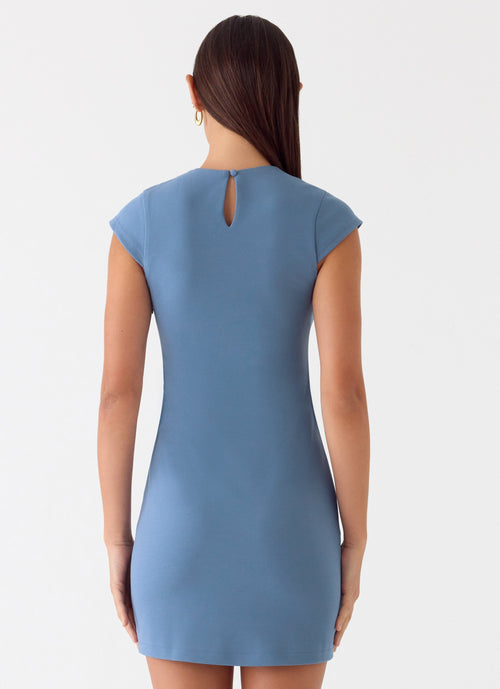 Sending Postcards Mini Dress - Coastal Blue