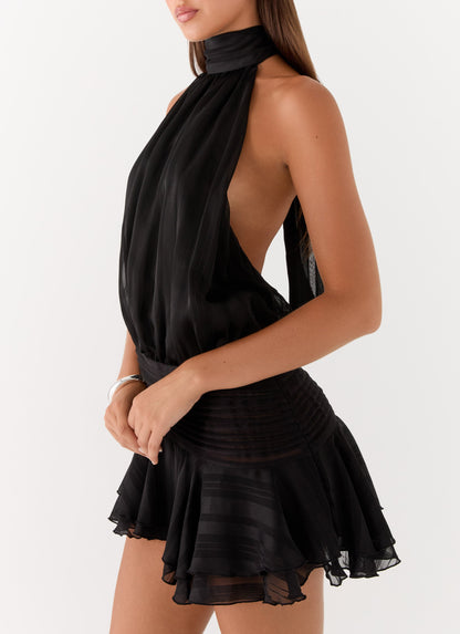 Willow Chiffon Mini Dress - Black