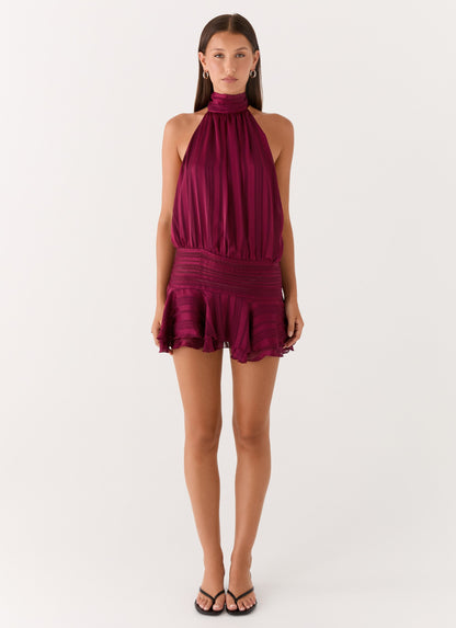 Willow Chiffon Mini Dress - Plum