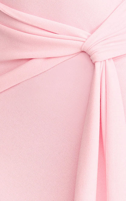 Aria Maxi Dress - Strapless Tie Waist Dress in Pink