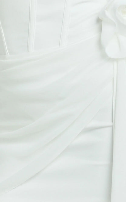 Riley Mini Dress - Strapless Draped Corset Bodycon Dress in White