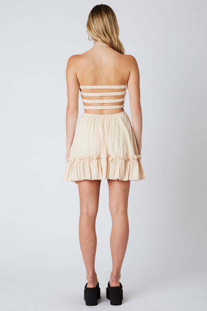 Eileen Ecru Strapless Mini Dress