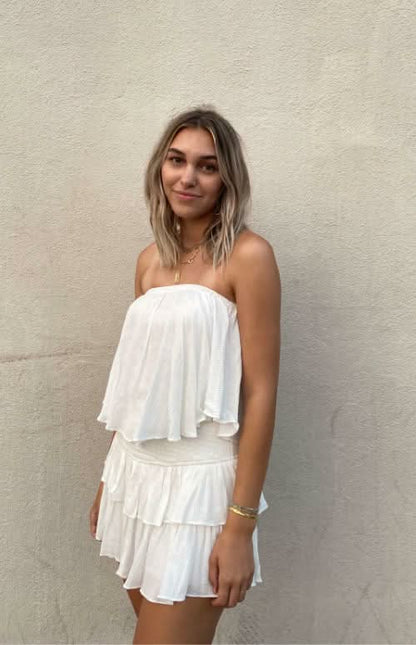 Monaco White Strapless Romper