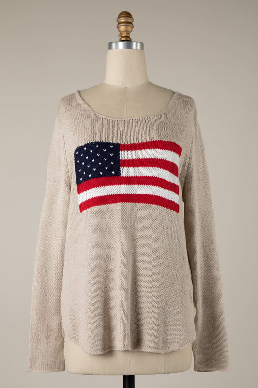 Miss Americana Beige Flag Sweater