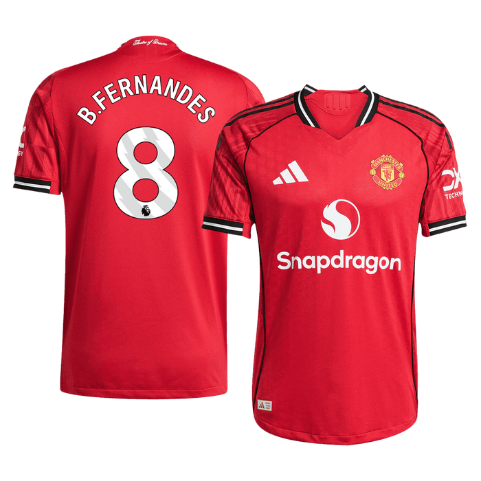 B.FERNANDES #8 Manchester United Home Authentic Soccer Jersey 2025/26