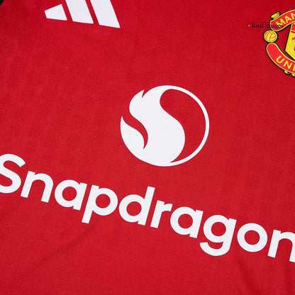 B.FERNANDES #8 Manchester United Home Authentic Soccer Jersey 2025/26