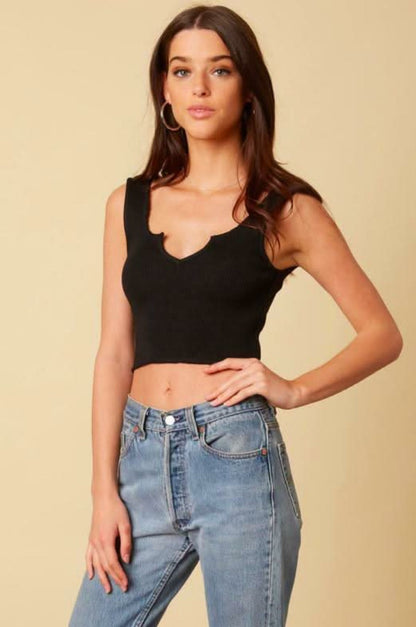 Gege Black Cropped Tank Top