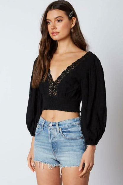 Lola Black Lace Crop Top