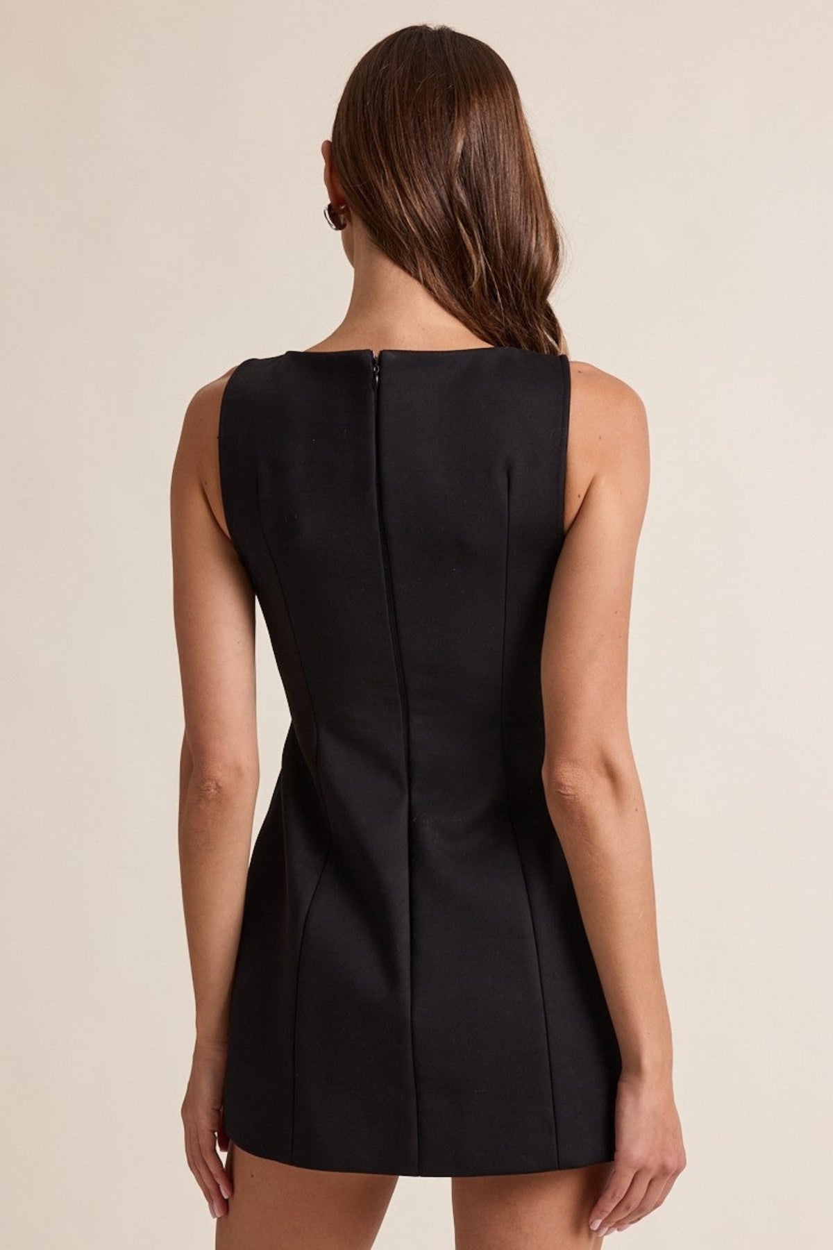Going Places Black Boat Neck Mini Dress
