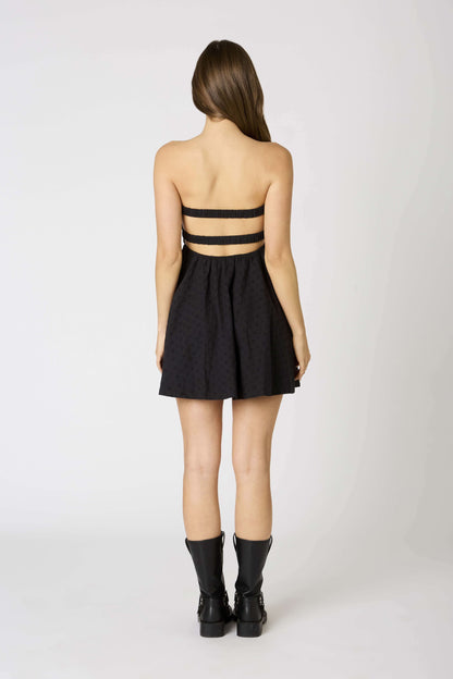 Erika Black Eyelet Strapless Mini Dress