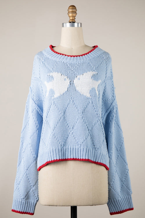 Fisherman Blue Oversized Knit Sweater
