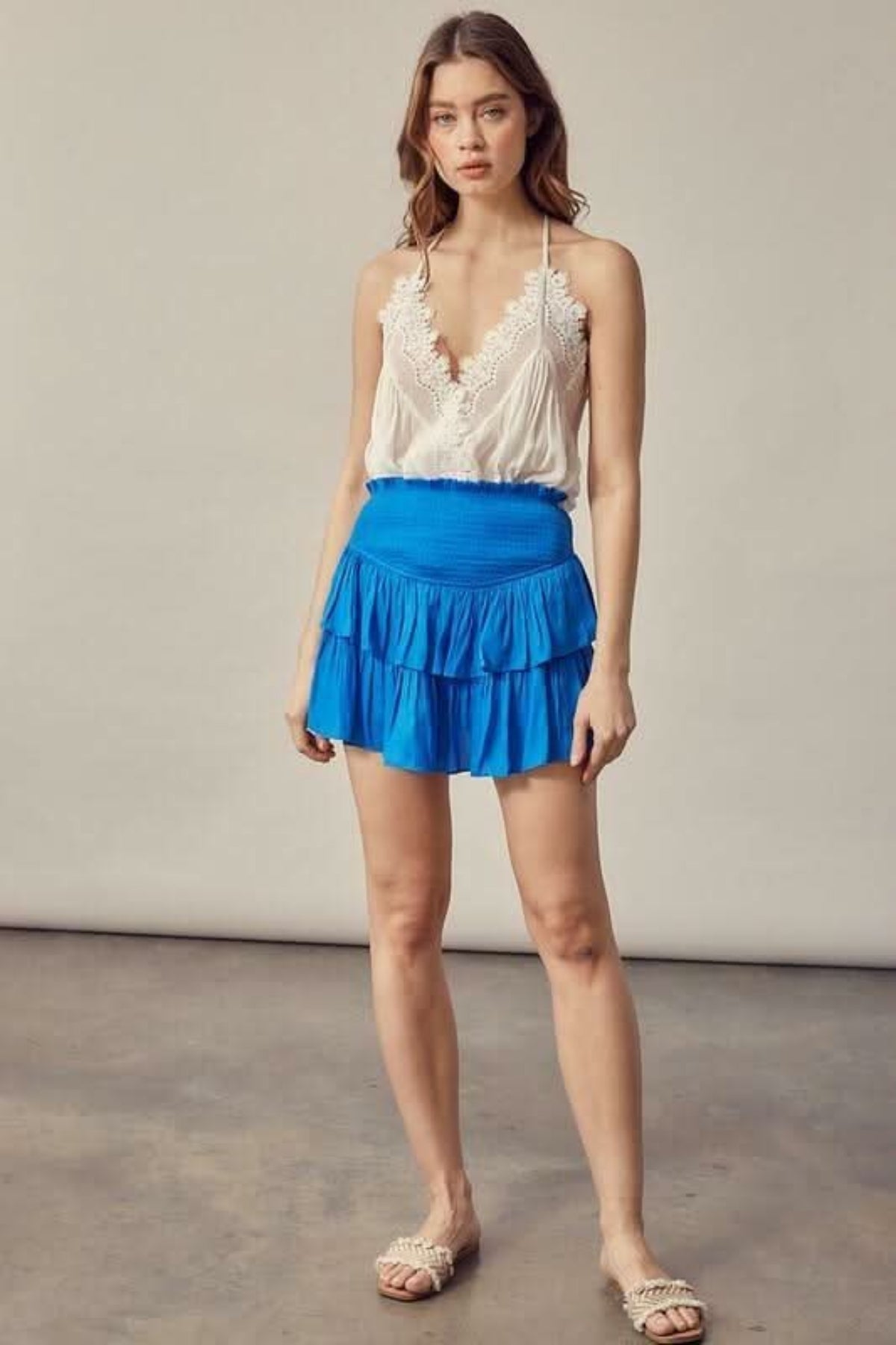 Monaco Blue Ruffled Skort