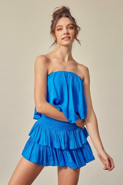 Monaco Paradise Blue Strapless Romper